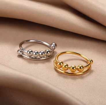 Aurora Spheres – Anillo de acero inoxidable en oro o plata