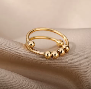 Aurora Spheres – Anillo de acero inoxidable en oro o plata
